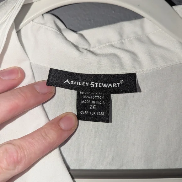 Women's Ashley Stewart White High-low Button Front Blouse With Waist Tie Size 26 - Picture 2 of 4